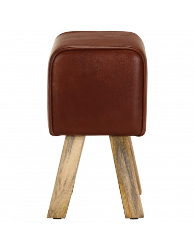 Panca da Palestra 38 cm Vera Pelle Marrone e Massello di Mango