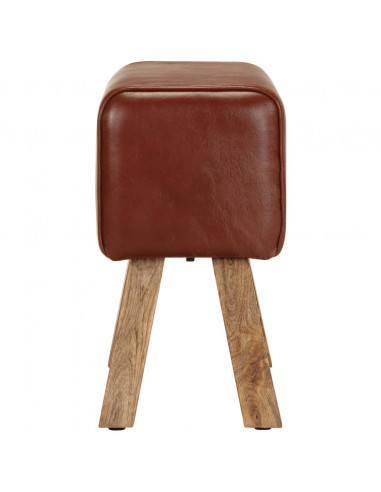 Panca da Palestra 58 cm Vera Pelle Marrone e Massello di Mango