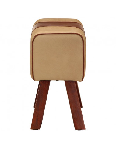 Panca da Palestra 58 cm Vera Pelle Marrone e Massello di Mango