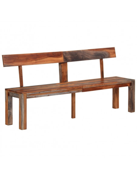 Panca con Schienale Grigia 160 cm Legno Massello di Acacia