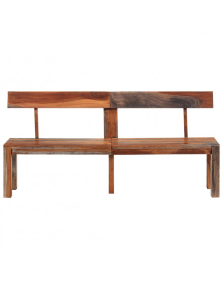 Panca con Schienale Grigia 160 cm Legno Massello di Acacia