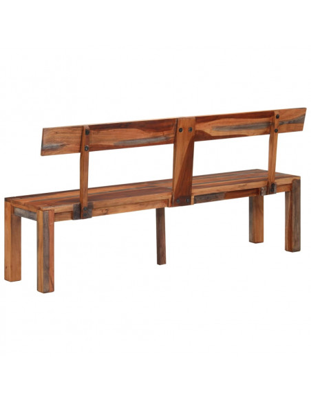 Panca con Schienale Grigia 160 cm Legno Massello di Acacia