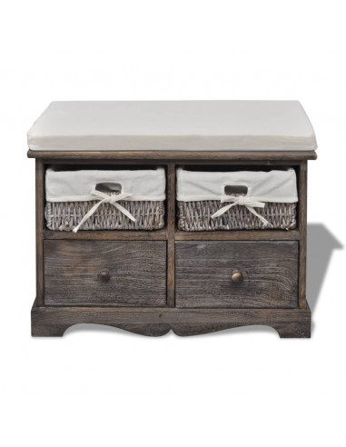 Cassapanca Marrone 62x33x42 cm in Legno di Paulownia