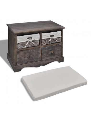 Cassapanca Marrone 62x33x42 cm in Legno di Paulownia