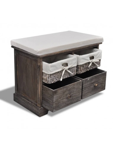 Cassapanca Marrone 62x33x42 cm in Legno di Paulownia