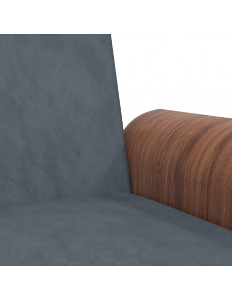 Divano Letto con Portabicchieri in Velluto Grigio Scuro