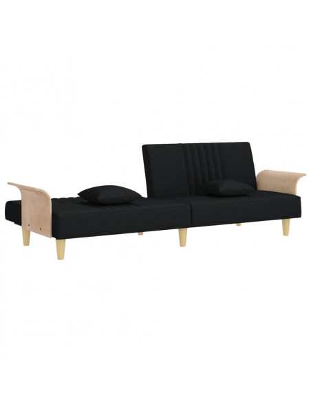Divano Letto con Braccioli Nero in Tessuto