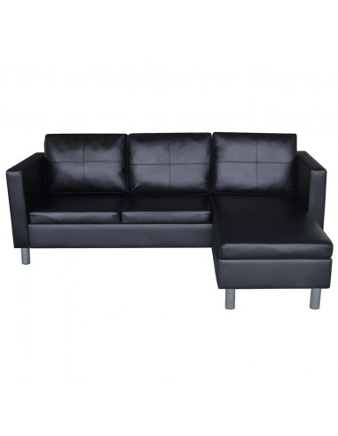 Divano Componibile a 3 Posti in Pelle Artificiale Nero