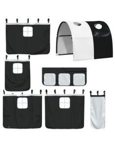 Letto a Soppalco con Tunnel Bambini Bianco e Nero 90x190cm Pino 2