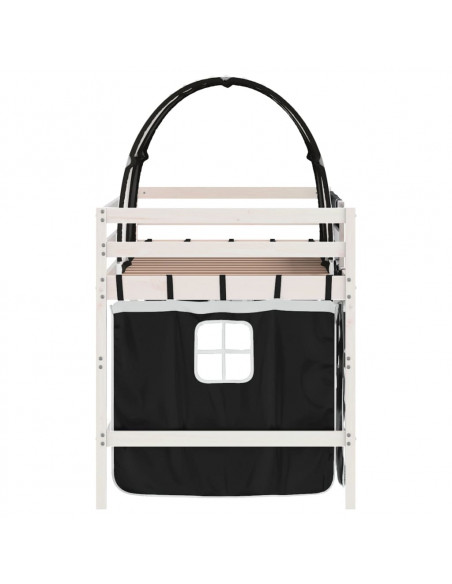 Letto a Soppalco con Tunnel Bambini Bianco e Nero 90x190cm Pino
