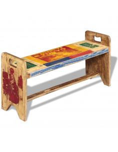 Panchina Cola in Legno Massello di Recupero 100x30x50 cm 2