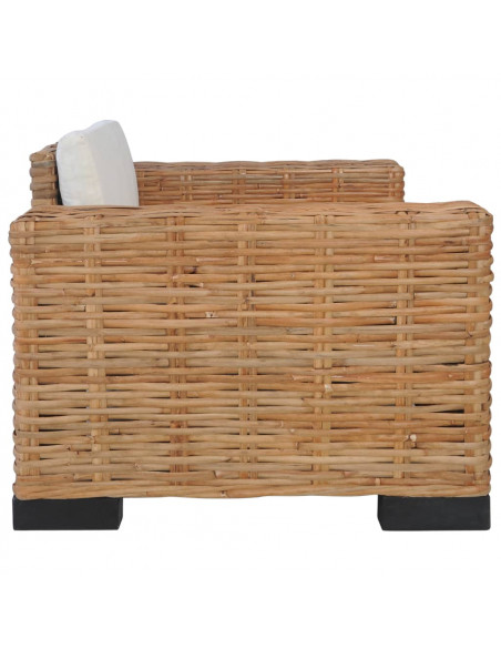 Set Divani 3 pz con Cuscini in Rattan Naturale