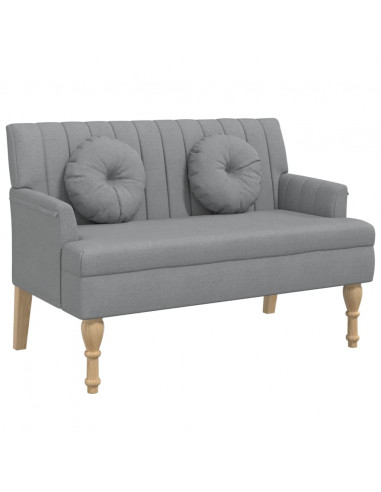 Panca con Cuscini Grigio Chiaro 113x64,5x75,5 cm in Tessuto