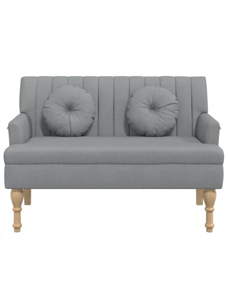 Panca con Cuscini Grigio Chiaro 113x64,5x75,5 cm in Tessuto