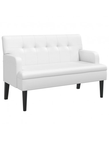 Panca con Schienale Bianca 112x65,5x75 cm in Similpelle
