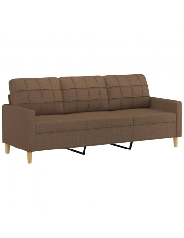Divano a 3 Posti Marrone 180 cm in Tessuto