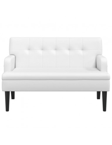 Panca con Schienale Bianca 112x65,5x75 cm in Similpelle