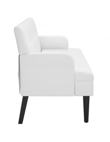Panca con Schienale Bianca 112x65,5x75 cm in Similpelle