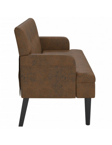 Panca con Schienale Marrone 112x65,5x75 cm in Scamosciato
