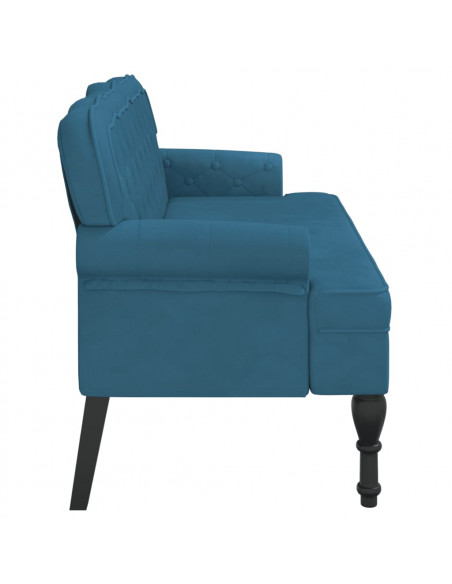 Panca con Schienale Blu 119,5x64,5x75 cm in Velluto
