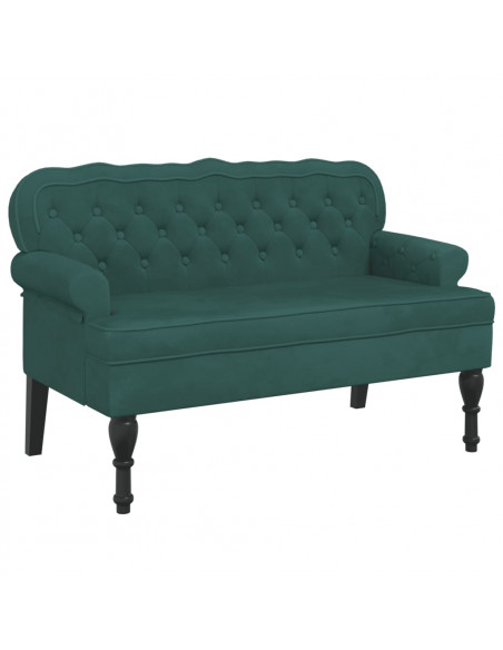 Panca con Schienale Verde Scuro 119,5x64,5x75 cm in Velluto