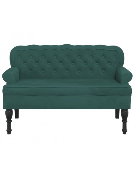 Panca con Schienale Verde Scuro 119,5x64,5x75 cm in Velluto