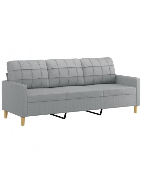 Divano a 3 Posti Grigio Chiaro 180 cm in Tessuto