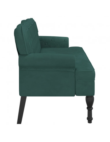 Panca con Schienale Verde Scuro 119,5x64,5x75 cm in Velluto