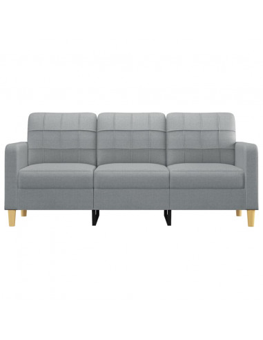 Divano a 3 Posti Grigio Chiaro 180 cm in Tessuto