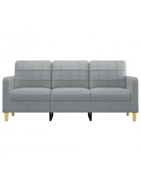 Divano a 3 Posti Grigio Chiaro 180 cm in Tessuto
