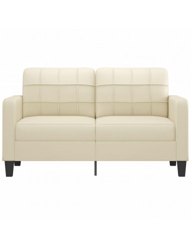 Divano a 2 Posti Crema 140 cm in Similpelle