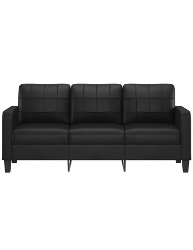Divano a 3 Posti Nero 180 cm in Similpelle