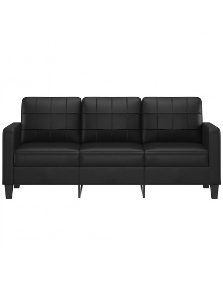 Divano a 3 Posti Nero 180 cm in Similpelle