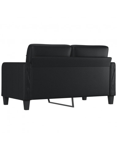 Divano a 2 Posti Nero 140 cm in Similpelle
