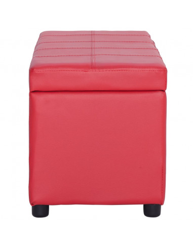 Panca con Vano Portaoggetti 116 cm Rosso in Similpelle