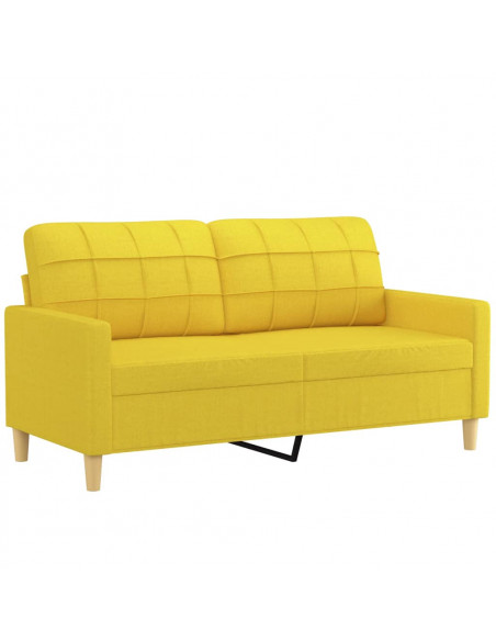 Divano a 2 Posti Giallo Chiaro 140 cm in Tessuto