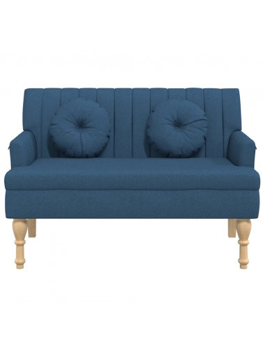 Panca con Cuscini Blu 113x64,5x75,5 cm in Tessuto