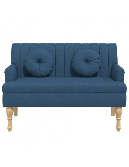 Panca con Cuscini Blu 113x64,5x75,5 cm in Tessuto
