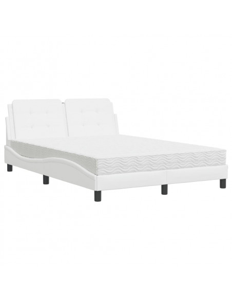 Letto con Materasso Bianco 140x190 cm in Similpelle