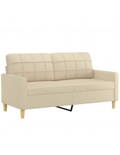 Divano a 2 Posti Crema 140 cm in Tessuto 2