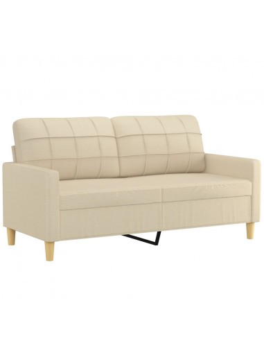 Divano a 2 Posti Crema 140 cm in Tessuto