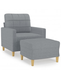 Poltrona con Poggiapiedi Grigio Chiaro 60 cm in Tessuto 2