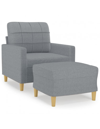 Poltrona con Poggiapiedi Grigio Chiaro 60 cm in Tessuto