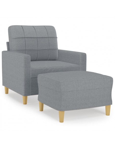 Poltrona con Poggiapiedi Grigio Chiaro 60 cm in Tessuto