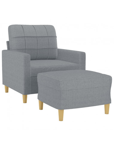 Poltrona con Poggiapiedi Grigio Chiaro 60 cm in Tessuto