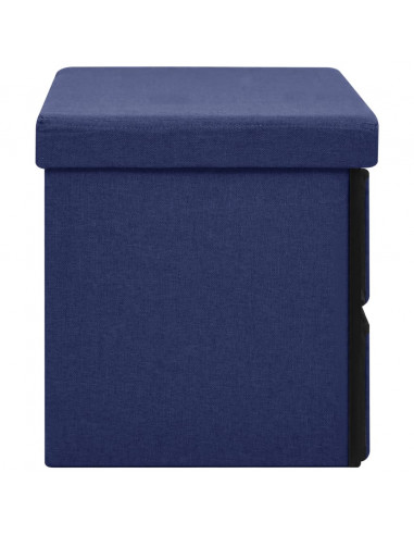 Cassapanca Pieghevole Blu 76x38x38 cm in Simil Lino