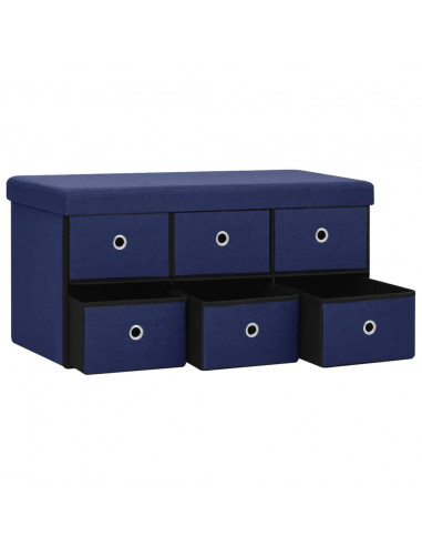 Cassapanca Pieghevole Blu 76x38x38 cm in Simil Lino