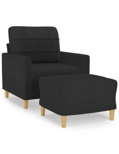 Poltrona con Poggiapiedi Nero 60 cm in Tessuto 2