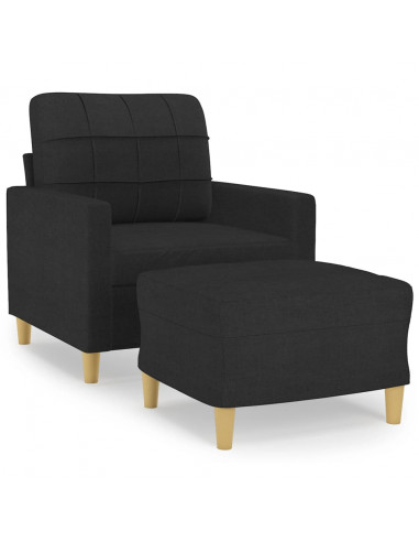 Poltrona con Poggiapiedi Nero 60 cm in Tessuto