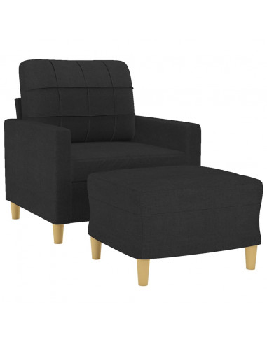 Poltrona con Poggiapiedi Nero 60 cm in Tessuto